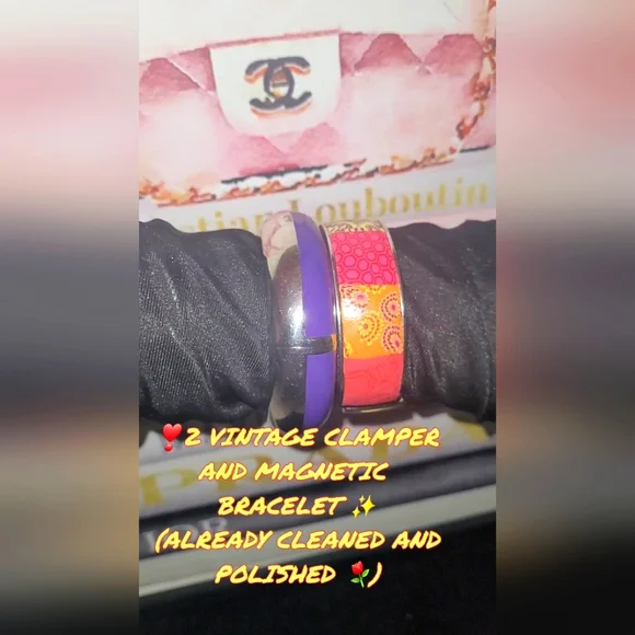 2 VINTAGE CLAMPER AND MAGNETIC BRACELET ✨️(ALREADY CLEANED AND POLISHED ⚘️) - Picture 1 of 8